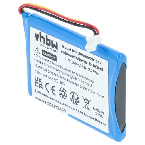 VHBW GPS Battery Garmin 361-00056-00, 361-00045-00, 1ICP5/34/45, 1ICP4/34/5, 361-00056-08 - 750 mAh 4.2 V Li-polymer