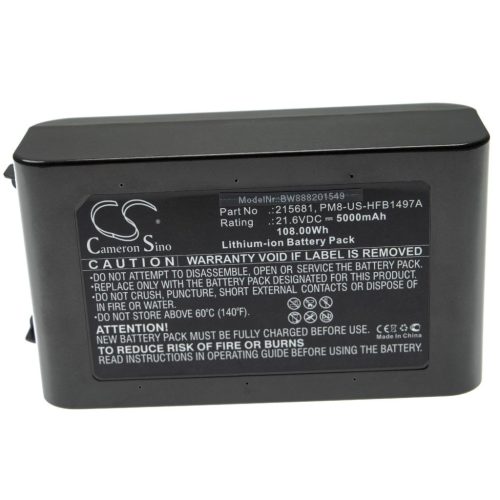 VHBW Akkumulátor Dysonhoz 215967-01/02, 215681, 967834-02, 215866-01/02 - 5000 mAh, 21,6 V, Li-Ion