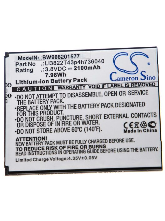 Mobiltelefon akkumulátor Vodafone / ZTE Li3822T43p4h736040 - 2100 mAh 3,8 V Li-Ion - Okostelefon akkumulátor