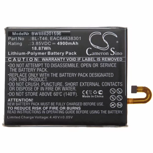 VHBW Mobile Phone Battery LG EAC64638301, BL-T46 - 4900 mAh 3.85 V Li-Polymer