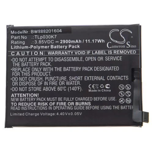 VHBW Mobile Phone Battery for Alcatel TLp030K7 - 2900 mAh 3.85 V Li-Polymer