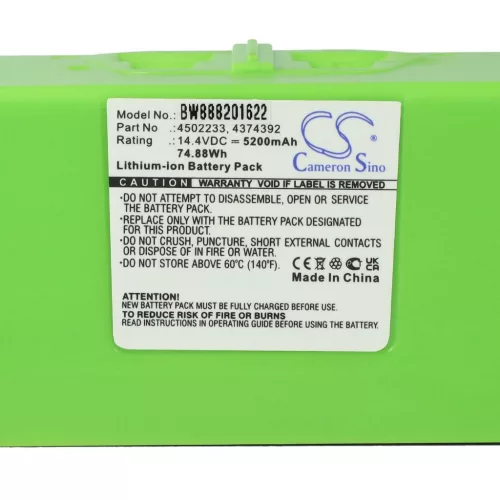 VHBW Akkumulátor iRobot 4374392, 4462425, 4376392, 2130LI, 4502233 típusokhoz - 5200 mAh, 14,4 V, Li-Ion