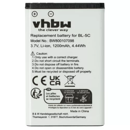 VHBW Vezetékes telefon akku Fritz!Fon FRA051 - 1200 mAh 3,7 V Li-Ion