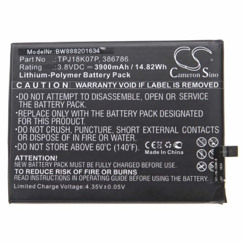 Mobiltelefon akkumulátor Wiko 386786, TPJ18K07P - 3900 mAh 3,8 V Li-polymer - Okostelefon akkumulátor