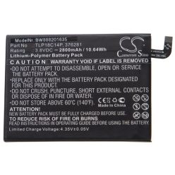   VHBW Mobile Phone Battery Wiko 376281, TLP18C14P - 2800 mAh 3.8 V Li-Polymer - Smartphone Battery
