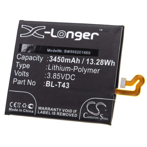 VHBW Mobile Phone Battery for LG EAC64518901, BL-T43 - 3450 mAh 3.85 V Li-Polymer