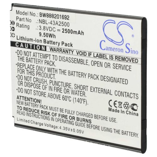 VHBW Mobile Phone Battery TP-Link / Neffos NBL-43A2500 - 2500 mAh 3.8 V Li-Ion - Smartphone Battery