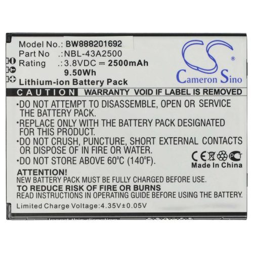 VHBW Mobile Phone Battery TP-Link / Neffos NBL-43A2500 - 2500 mAh 3.8 V Li-Ion - Smartphone Battery