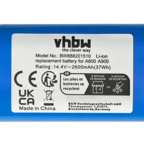 VHBW Cecotec CONG1002 battery - 2600 mAh, 14.8 V, Li-Ion
