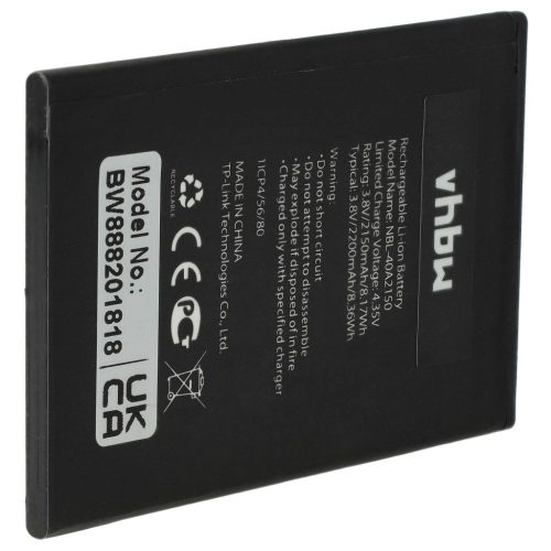 VHBW Mobile Phone Battery for Neffos/TP-Link NBL-40B2150, NBL-40A2150 - 2050 mAh 3.8 V Li-Ion - Smartphone Battery