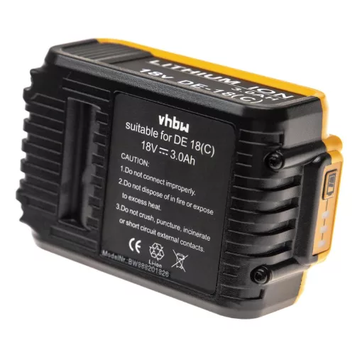 VHBW Electric Power Tool Battery Dewalt DCB182, DCB180, DCB181-XJ, DCB181 – 3000 mAh, 18 V, Li-Ion
