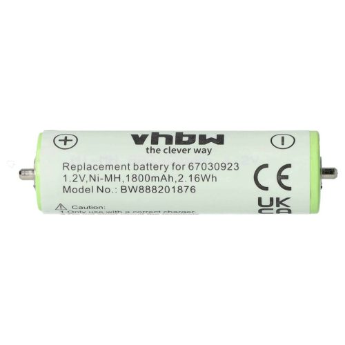 VHBW Electric Shaver Battery Braun 67030923, 1HR-AAUUV, 67030834, 67030165 - 1800 mAh 1.2 V NiMH