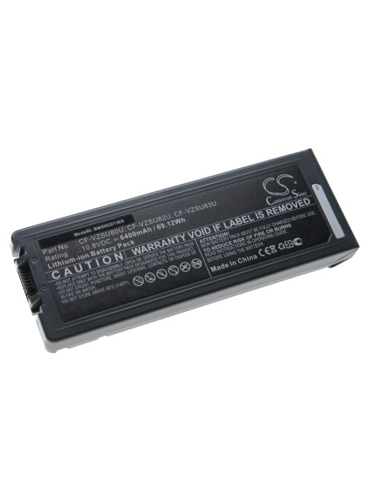 Notebook akkumulátor  Panasonic CF-VZSU80U, CF-VZSU83U, CF-VZSU82U - 6400 mAh 10,8 V Li-Ion, fekete