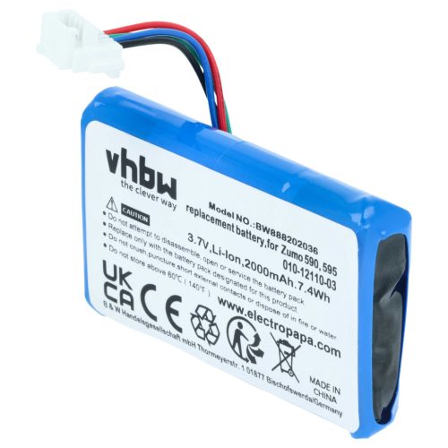 VHBW GPS Akku Garmin 010-12110-003, 361-00077-10, 010-12110-03, 361-00077-00 - 2000 mAh 3,7 V Li-Ion