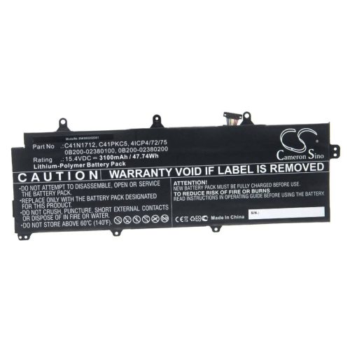 Notebook akkumulátor  Asus 0B200-02380200, 0B200-02380100 - 3100 mAh 15,4 V Li-polimer, fekete
