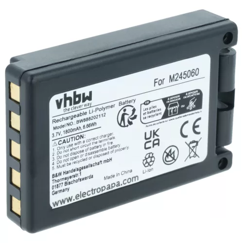 VHBW Fernbedienung Akku M245060, 22.381.2, D00004-02 - 1800 mAh 3,7 V Li-Polymer