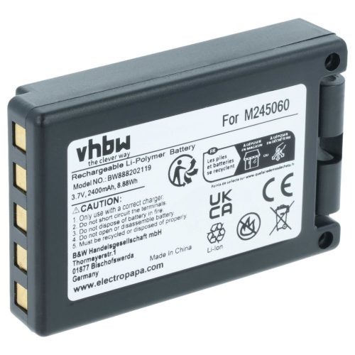 VHBW Remote Control Battery M245060, 22.381.2, D00004-02 - 2400 mAh 3.7 V Li-Ion