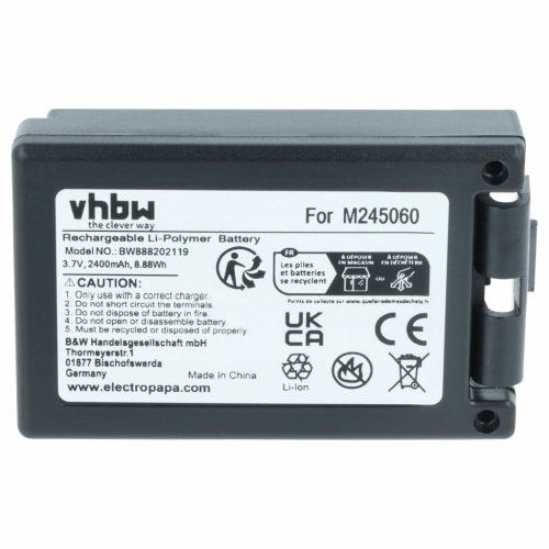 VHBW Remote Control Battery M245060, 22.381.2, D00004-02 - 2400 mAh 3.7 V Li-Ion