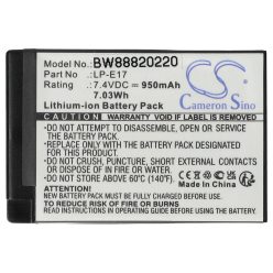   Canon LP-E17 akkumulátor - 950 mAh, 7,2 V, Li-Ion információs chippel