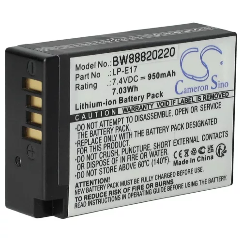VHBW Canon LP-E17 Battery - 950 mAh, 7.2 V, Li-Ion with Information Chip