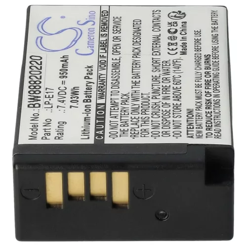 VHBW Canon LP-E17 Battery - 950 mAh, 7.2 V, Li-Ion with Information Chip