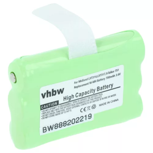 VHBW Radio Akku Midland AVP14, BATT3R - 700 mAh 3,6 V NiMH