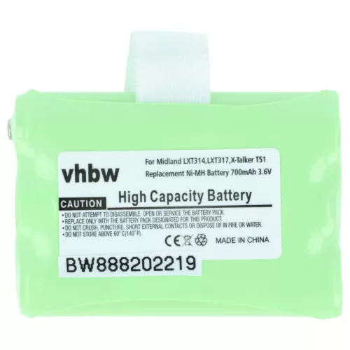 VHBW Radio Akku Midland AVP14, BATT3R - 700 mAh 3,6 V NiMH