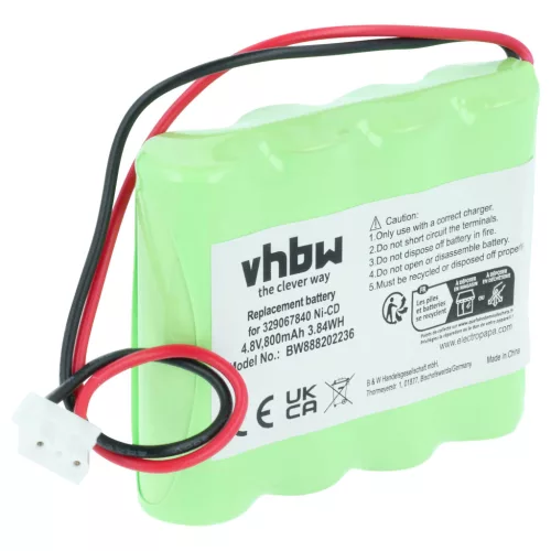 VHBW Notbeleuchtung Akku Schneider 4BD-AA800BT, 329067840, 513141006 - 800 mAh 4,8 V NiCd