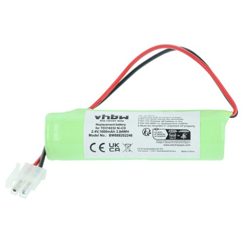 VHBW Notbeleuchtung Akku Schneider TD310232 Ersatz - 1600 mAh 2,4 V NiCd