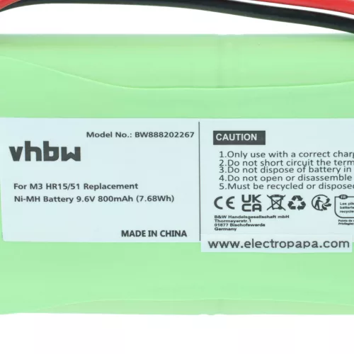 VHBW Gate Opener Battery instead of Polargos S1512 - 800 mAh 9.6 V NiMH