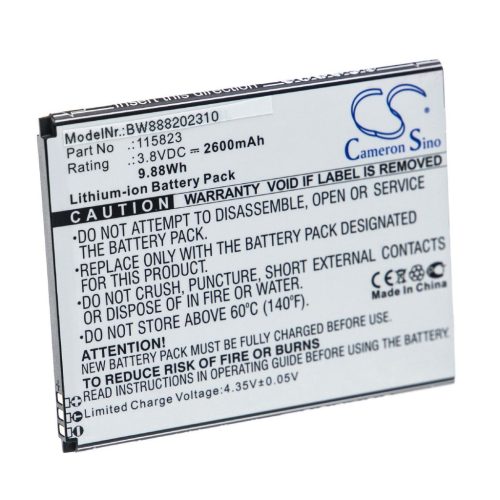 VHBW Mobile Phone Battery for Wiko 115823 - 2600 mAh 3.8 V Li-Ion - Smartphone Battery