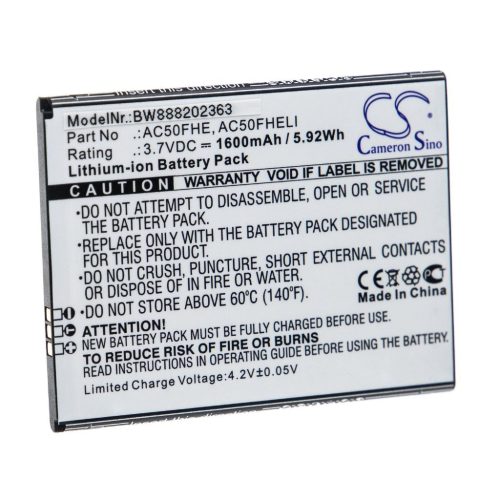VHBW Mobile Phone Battery for Archos AC50FHE, AC50FHELI - 1600 mAh 3.7 V Li-Ion - Smartphone Battery
