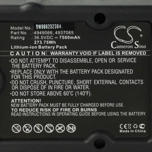 Wolf Garten PACK 1 Lawn Mower Battery, 4949066, 4937065 - 7500 mAh 36.5 V Li-Ion, Black