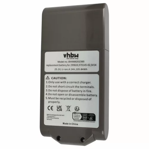 VHBW Battery for Dyson 970145-02, 299820 - 4200 mAh, 25.2 V, Li-Ion