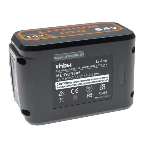 Elektromos kéziszerszámgép akkumulátor Dewalt DCB548, FlexVolt, DCB546, DCB547 akkumulátort – 2500 mAh, 54 V, Li-Ion