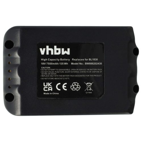 VHBW Kéziszerszám akkumulátor / akku Makita BL1830 18V, Li-Ion 7500mAh