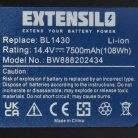 VHBW Elektromos kéziszerszámgép akkumulátor Makita 194065-3, BL1415, BL1430, 194066-1 - 7500 mAh, 14,4 V, Li-Ion 