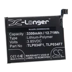   VHBW Mobile Phone Battery Alcatel TLP034F1, TLP034F7 - 3300 mAh 3.85 V Li-polymer
