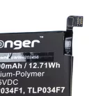 VHBW Mobile Phone Battery Alcatel TLP034F1, TLP034F7 - 3300 mAh 3.85 V Li-polymer