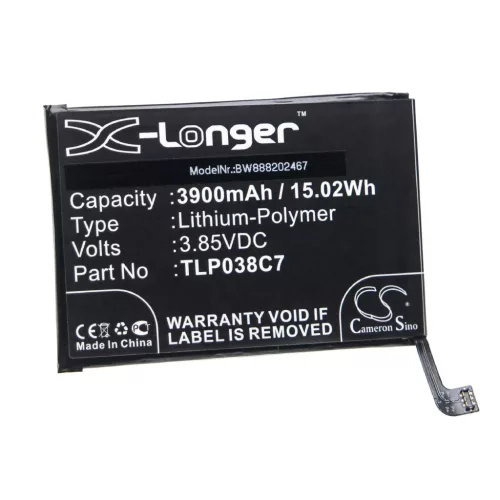 VHBW Mobile Phone Battery for Alcatel TLP038C7 - 3900 mAh 3.85 V Li-polymer