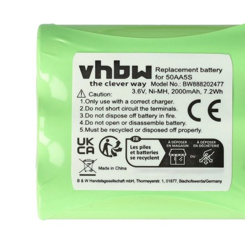VHBW 50AA5S Music Box Battery - 2000 mAh 3.6 V NiMH