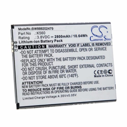 VHBW Mobile Phone Battery for Wiko K560 - 2800 mAh 3.8 V Li-Ion - Smartphone Battery