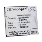 VHBW Mobile Phone Battery Alcatel TLI025B7 - 2200 mAh 3.8 V Li-Ion