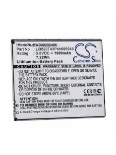   Mobiltelefon akkumulátor ZTE Li3820T43P4h695945 - 1900 mAh 3,8 V Li-Ion - Okostelefon akkumulátor