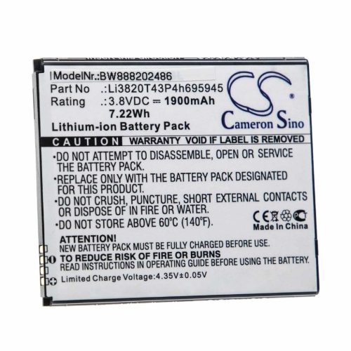 Mobiltelefon akkumulátor ZTE Li3820T43P4h695945 - 1900 mAh 3,8 V Li-Ion - Okostelefon akkumulátor