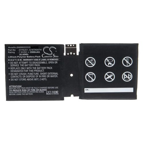 VHBW Tablet Battery for Microsoft DYNU01, G16TA047H - 3500 mAh 7.6 V Li-polymer