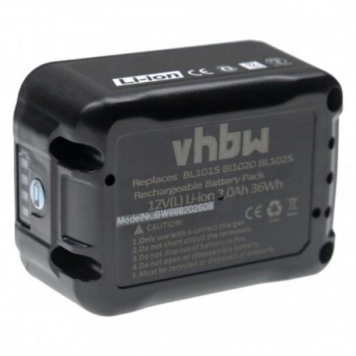 VHBW Electric Power Tool Battery Makita 197396-9, 197402-0, 197390-1, 197394-3 - 3000 mAh, 12 V, Li-Ion