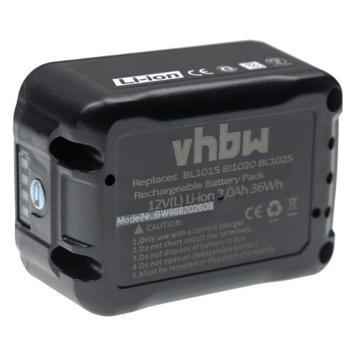 VHBW Electric Power Tool Battery Makita 197396-9, 197402-0, 197390-1, 197394-3 - 3000 mAh, 12 V, Li-Ion