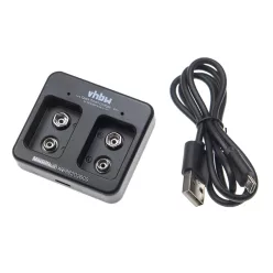 VHBW Ladegerät für Ni-Cd, NiMH, Li-Ion Akkus - 9 V / 0,8 A