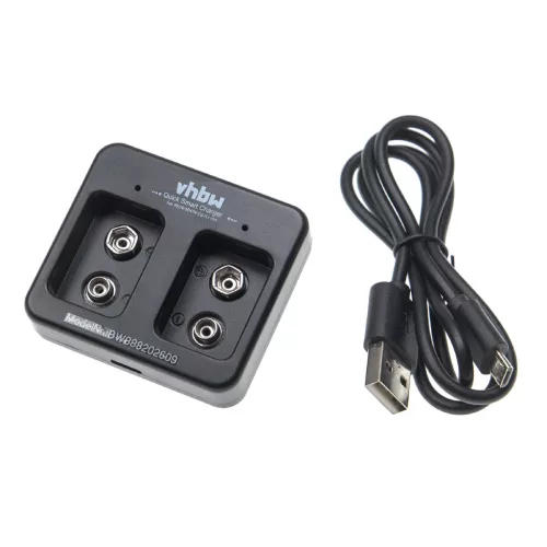 VHBW Ladegerät für Ni-Cd, NiMH, Li-Ion Akkus - 9 V / 0,8 A
